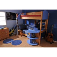 Stompa Rondo Kids Natural Highsleeper Bed and Chest Furniture Set - blue denim sofa bed