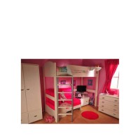 Stompa Combo Kids White Highsleeper Bed Chest and Wardrobe Furniture Set - lilac denim sofa bed