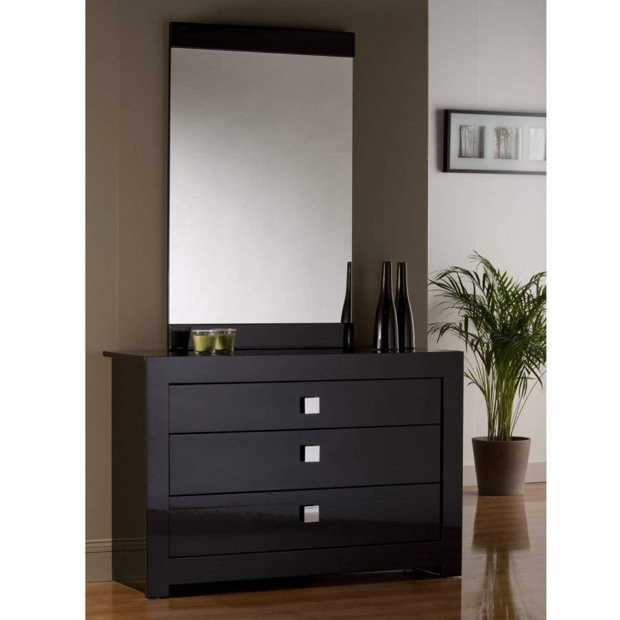 World Furniture Modena Black High Gloss Black Mirror