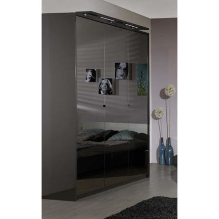 Sciae Ormea 3 Door Wardrobe with Grey Tinted Mirrors - wardrobe with lighting attachment