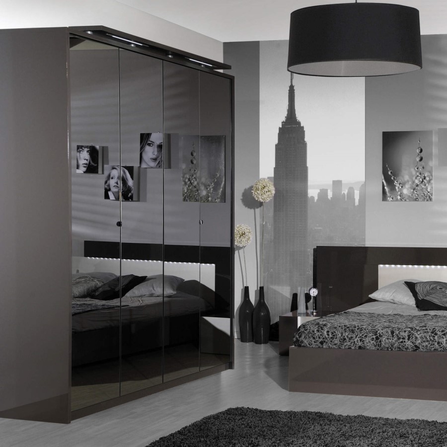 Skylight Natalie 4 Door Wardrobe with Grey Tinted Mirrors