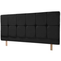 Humza Amani Milli Faux Suede Deep Buttoned Headboard in Black - small single