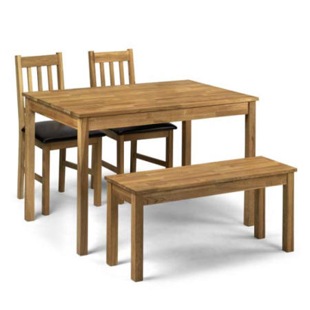 Julian Bowen Coxmoor Solid Oak Rectangular 4 Seater Dining Bench Set