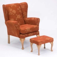 Restwell Queen Anne Fireside Armchair and Footstool