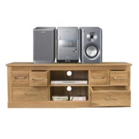 Baumhaus Mobel Solid Oak 6 Drawer Hifi Cabinet