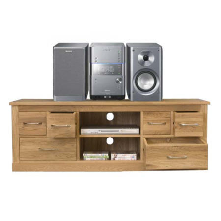 Baumhaus Mobel Solid Oak 6 Drawer Hifi Cabinet