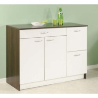Parisot Dandy Low Kitchen Unit in White and Walnut