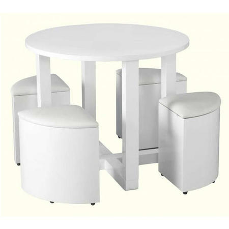 Seconique Charisma High Gloss Dining Set & 4 White Stowaway Chairs