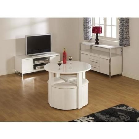 Seconique Charisma High Gloss Dining Set White Stowaway Chairs
