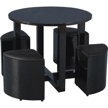 Seconique Charisma Black Gloss Dining Set + 4 Stowaway Dining Chairs