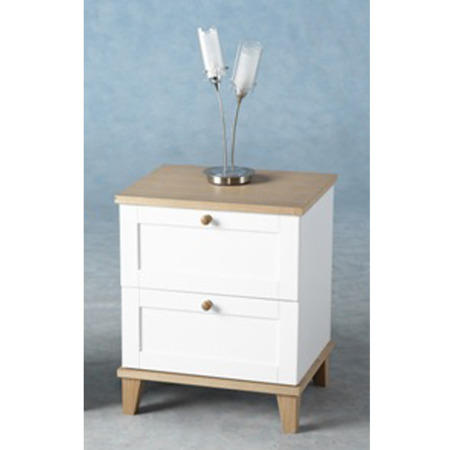 Seconique Arcadia 2 Drawer Bedside Table in White and Ash Wood