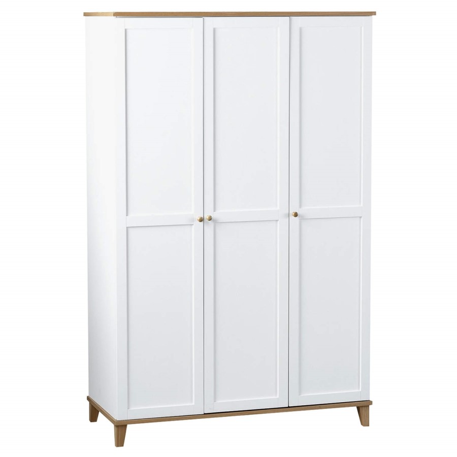 White Painted 3 Door Shaker Wardrobe - Arcadia - Seconique