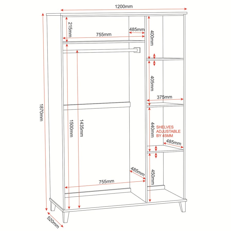 White Painted 3 Door Shaker Wardrobe - Arcadia - Seconique