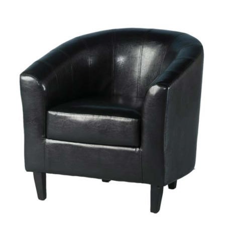 Seconique Tempo Tub Chair In Black Faux, Faux Leather Tub Chair