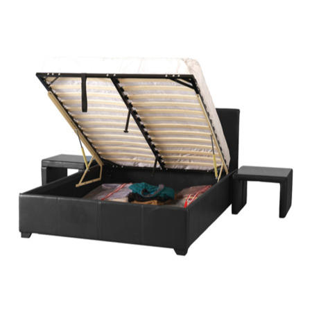Seconique Prado Plus Upholstered Double Ottoman Bed in Black