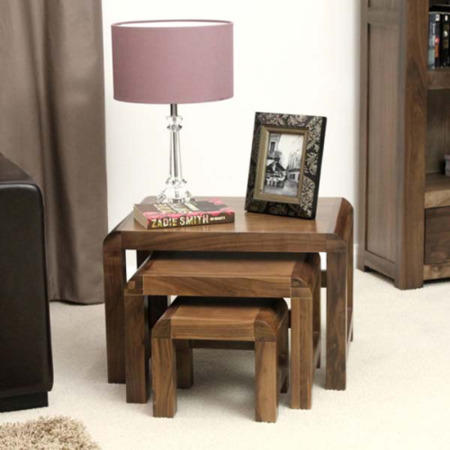 Baumhaus Shiro Solid Walnut Nest of Tables