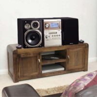 Baumhaus Shiro Solid Walnut 2 Door Hifi Cabinet