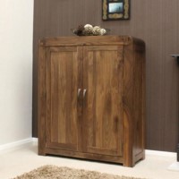 GRADE A2 - Baumhaus Shiro Solid Walnut Shoe Cabinet - 20 Pairs