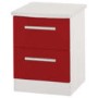 Welcome Furniture Hatherley High Gloss 2 Drawer Bedside Chest in White and Red