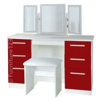 Welcome Furniture Hatherley High Gloss Large Dressing Table in White and Red
