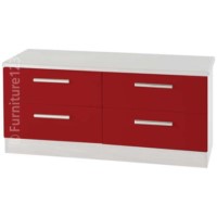 Welcome Furniture Hatherley High Gloss 4 Drawer Wide Chest in White and Red