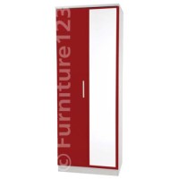 Welcome Furniture Hatherley High Gloss 2 Door Mirrored Wardrobe in White and Red