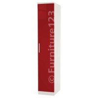 Hatherley High Gloss 1 Door Wardrobe in White and Red - 