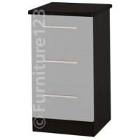 Welcome Furniture Hatherley 3 Drawer Bedside Chest in Black and Steel