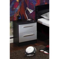 Welcome Furniture Hatherley 2 Drawer Bedside Chest in Black and Steel