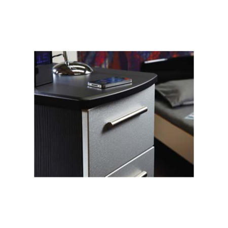 Welcome Furniture Hatherley 2 Drawer Bedside Chest in Black and Steel