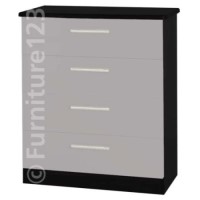Welcome Furniture Hatherley Small 4 Drawer Chest in Black and Steel