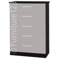 Welcome Furniture Hatherley 5 Drawer Chest in Black and Steel