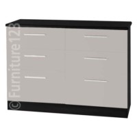 Welcome Furniture Hatherley 3+3 Drawer Chest in Black and Steel