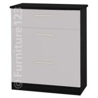 Welcome Furniture Hatherley 3 Drawer Chest in Black and Steel