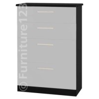 Welcome Furniture Hatherley Large 4 Drawer Chest in Black and Steel