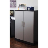 Welcome Furniture Hatherley 2 Door Low Wardrobe in Black and Steel