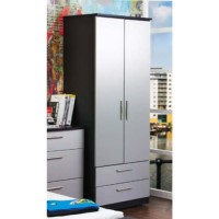 Welcome Furniture Hatherley 2 Drawer 2 Door Wardrobe in Black and Steel