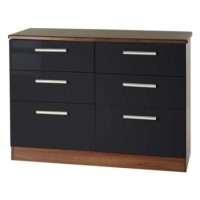 Welcome Furniture Hatherley High Gloss 3+3 Drawer Chest in Walnut and Black