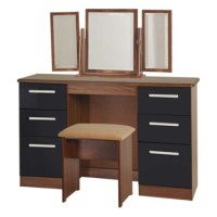 Welcome Furniture Hatherley High Gloss Large Dressing Table in Walnut and Black