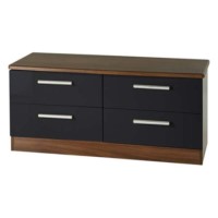 Welcome Furniture Hatherley High Gloss 4 Drawer Wide Chest in Walnut and Black