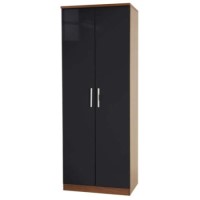Welcome Furniture Hatherley High Gloss 2 Door Wardrobe in Walnut and Black