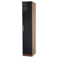 Hatherley High Gloss 1 Door Wardrobe in Walnut and Black - 