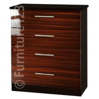 Welcome Furniture Hatherley High Gloss Small 4 Drawer Chest in Black and Ebony