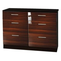 Welcome Furniture Hatherley High Gloss 3+3 Drawer Chest in Black and Ebony
