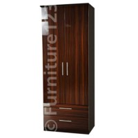 Welcome Furniture Hatherley High Gloss 2 Drawer 2 Door Wardrobe in Black and Ebony