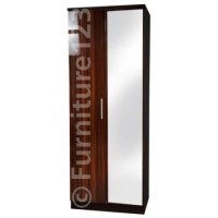 Welcome Furniture Hatherley High Gloss 2 Door Mirrored Wardrobe in Black and Ebony