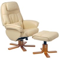 Relaxateeze Berta Swivel Recliner and Footstool in Cream