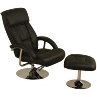 Arnold Swivel Recliner and Footstool in Black - 