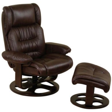 Relaxateeze Darius Swivel Recliner With Footstool In Brown | Gigaopia