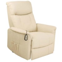 Karen Leather Faced Recliner Armchair in Cream - 